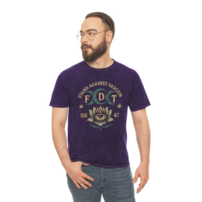 FDT Stand Against Fascism Lotus Tee — USA Made Mineral Wash Graphic T-Shirt