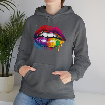 Pride hoodie Rainbow Dripping Lips Hoodie | Unisex Sweatshirt for Pride, LGBTQ+ Events, Casual Wear, Gift Idea, Vibrant Streetwear