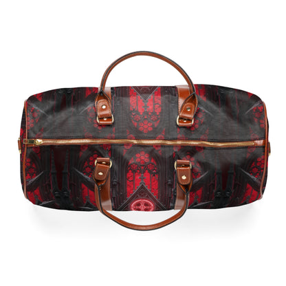Gothic Waterproof Travel Bag — Personalized 'Roman' Duffel with Dark Cathedral Design