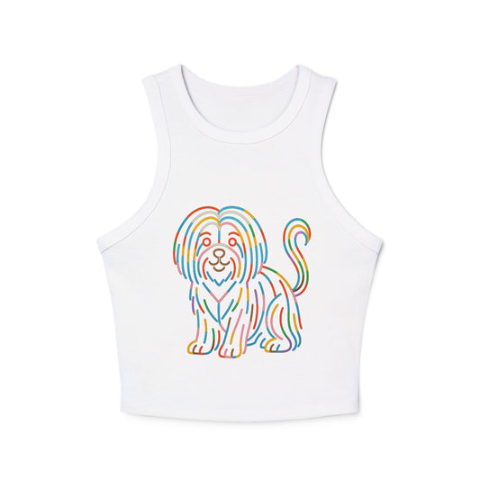 Pride tank top Colorful Dog Print Women's Micro Rib Racer Tank Top