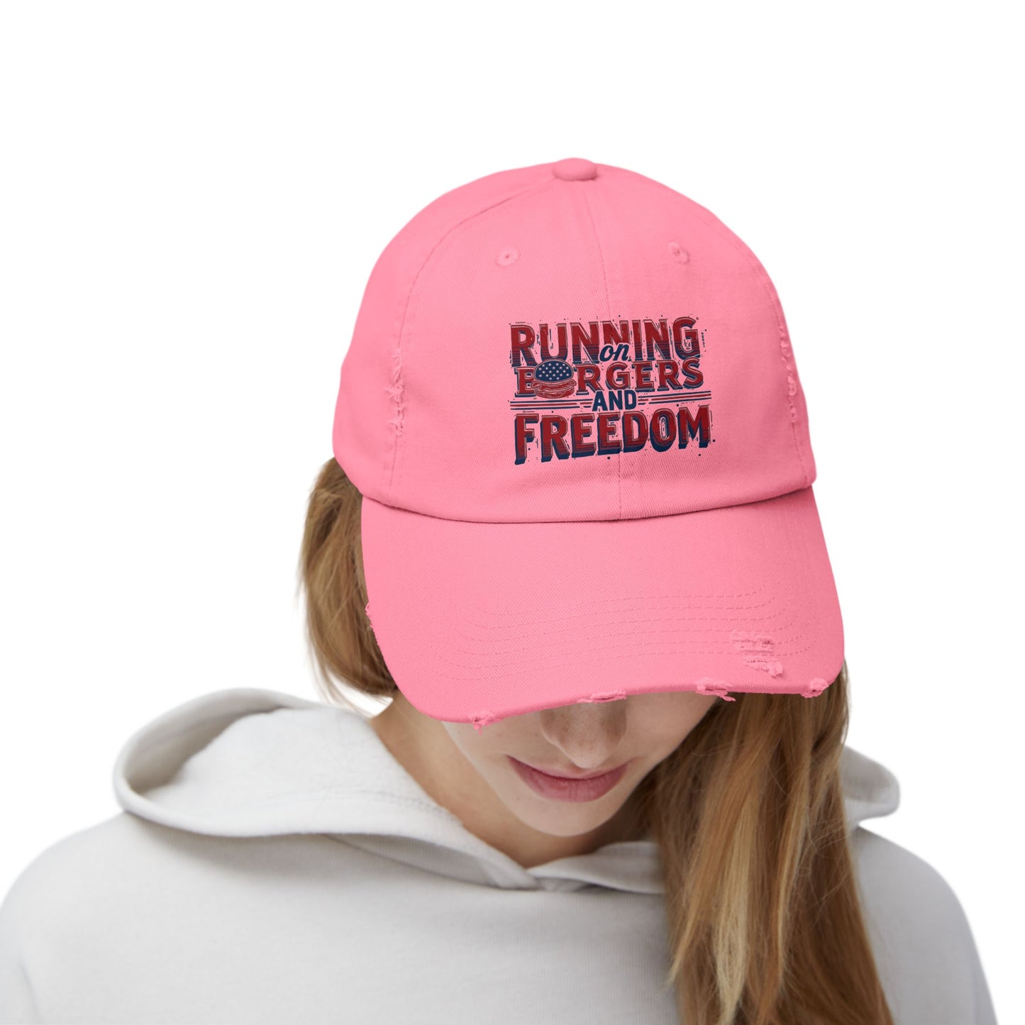 Unisex Distressed Cap - Running for Freedom Vintage Style Hat