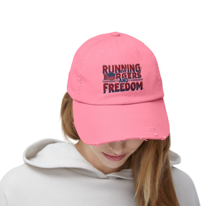 Unisex Distressed Cap - Running for Freedom Vintage Style Hat