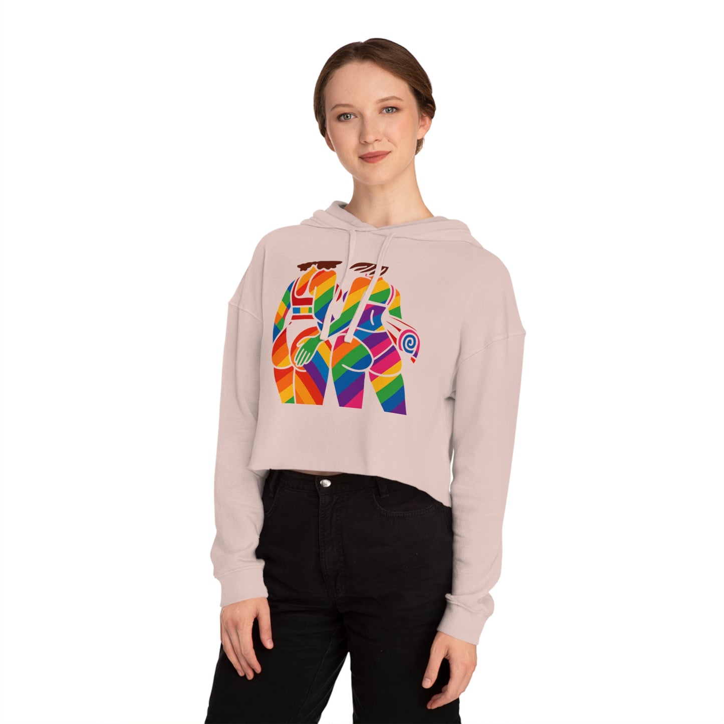 Pride Crop Top Colorful Women’s Cropped Hooded Sweatshirt - Embrace Diversity Design