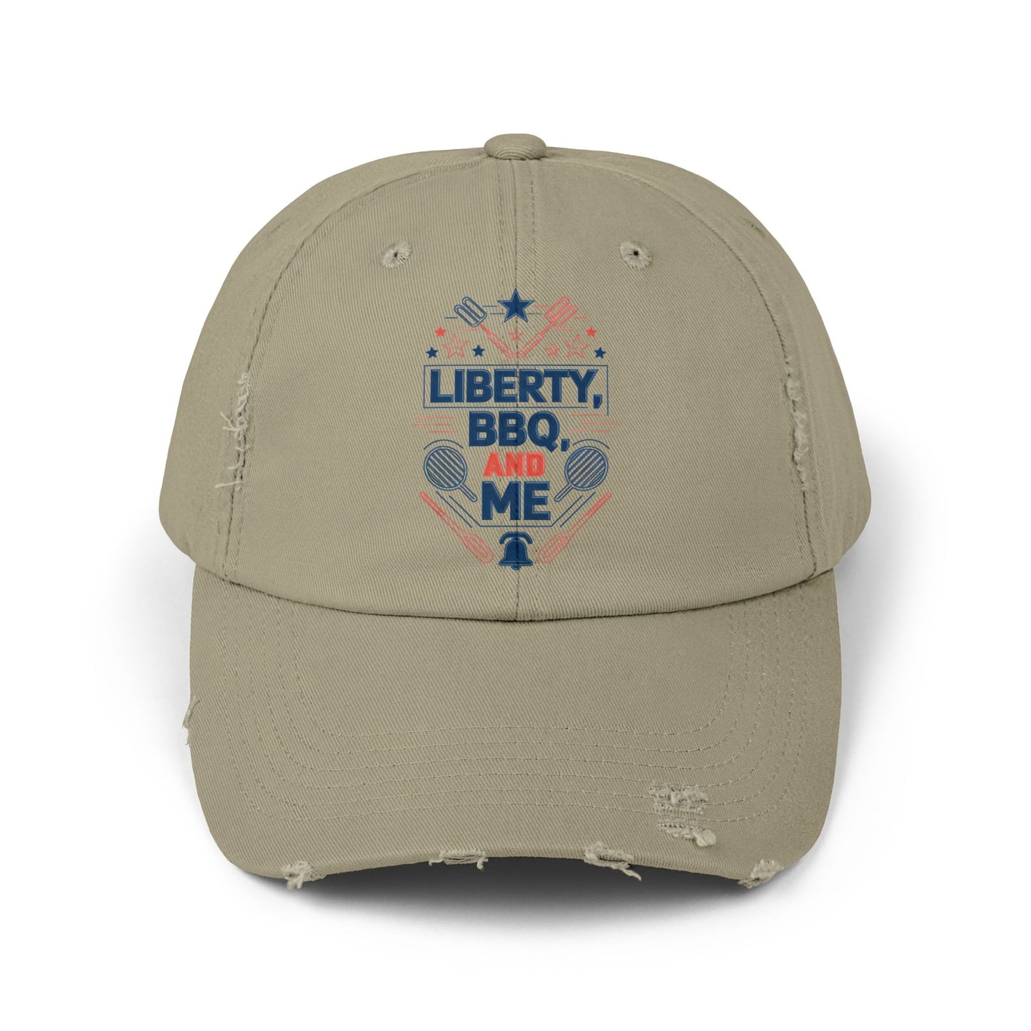 Liberty BBQ Unisex Distressed Cap - Perfect for Summer Grilling and Independence Day Celebrations