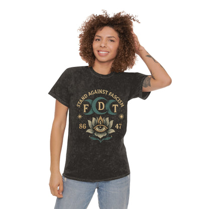 FDT Stand Against Fascism Lotus Tee — USA Made Mineral Wash Graphic T-Shirt