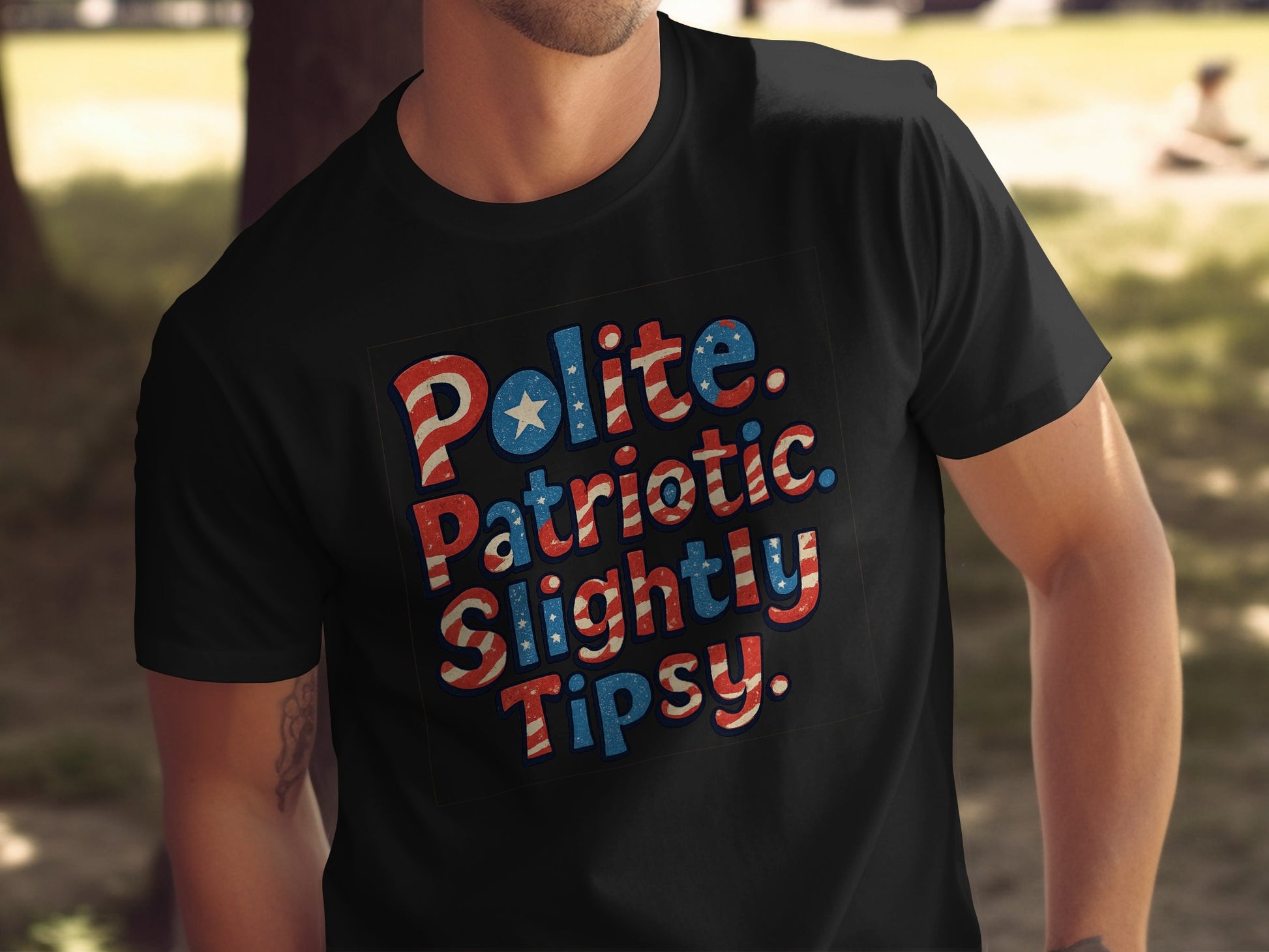 Polite Patriotic Slightly Tipsy Graphic Tee product