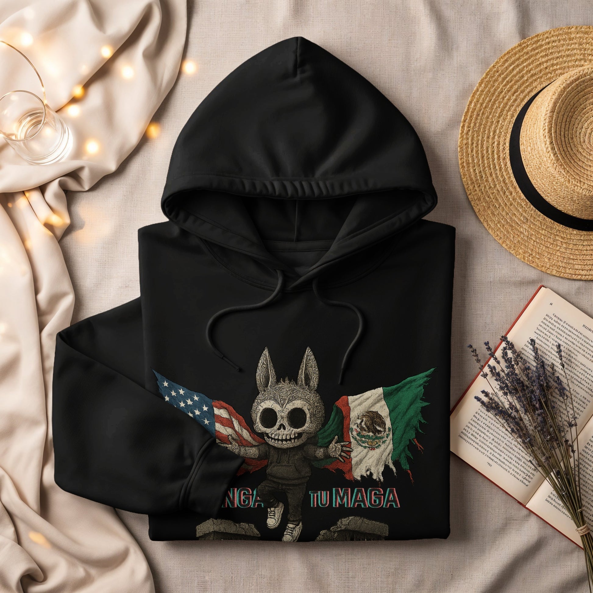 Skeleton Holding Flags Graphic Hoodie product