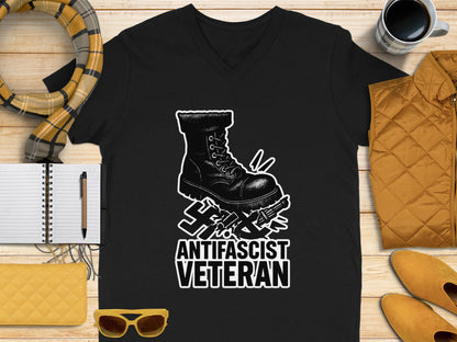 Antifascist Veteran Graphic Black Shirt Product