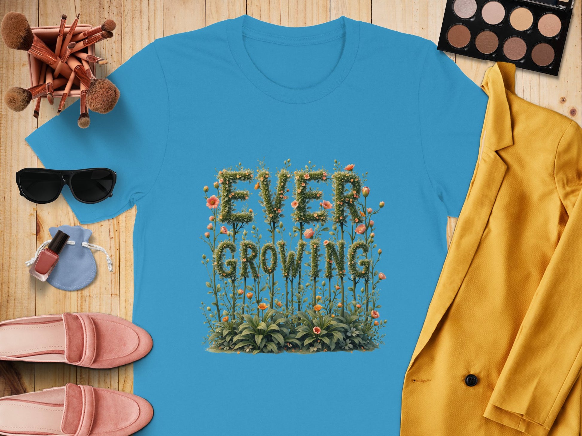 Ever Growing Lettering Floral Design T-Shirt product type