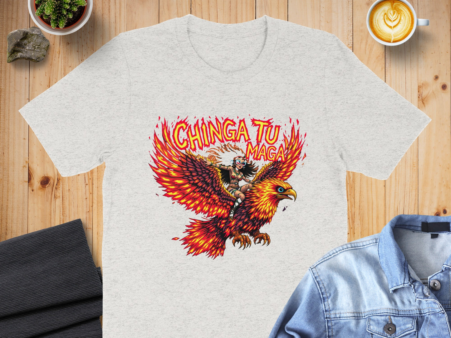 Phoenix with Chinga Tu Maga Print on T-shirt product