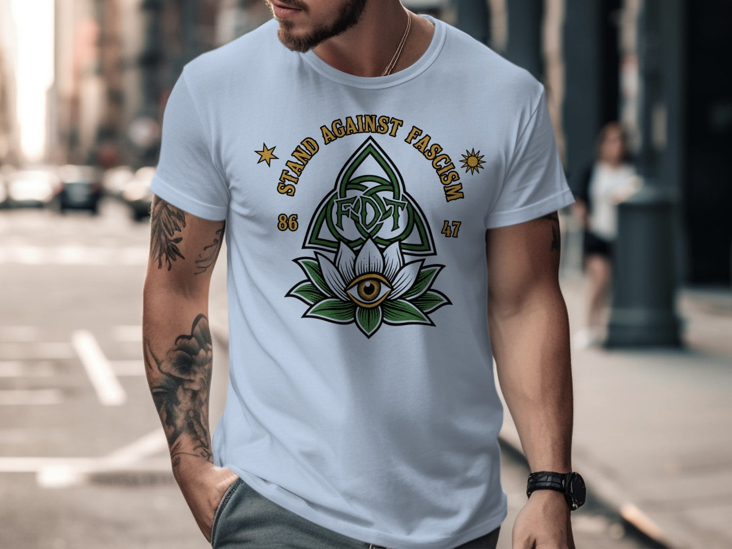 Stand Against Fascism Graphic Casual T-shirt