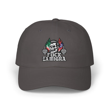 Fuck La Migra Anti Trump Embroidered Hat, FDT, Chinga Tu Maga Classic Dad Cap with Skull Design, Adjustable Hat for Casual Wear, Unique Gift for Dads, Birthday, or Holiday Use