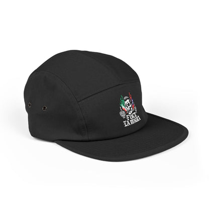 Fuck La Migra Hat Embroidered 5-Panel Cap — Skull with Mexican Flag Accent (Explicit Text)