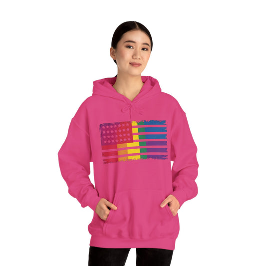 Pride American Flag Hoodie - Unisex Heavy Blend Sweatshirt