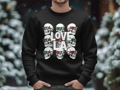 Love LA Graphic Skull Design Holiday Sweatshirt product type