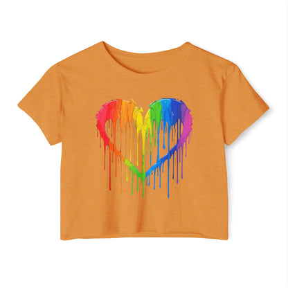 Pride corp top Rainbow Heart Women’s Festival Crop Top - Vibrant and Fun Summer Wear