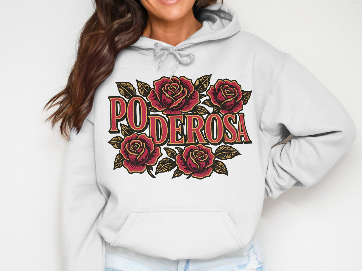 PODEROSA Roses Pattern Graphic Hoodie product type