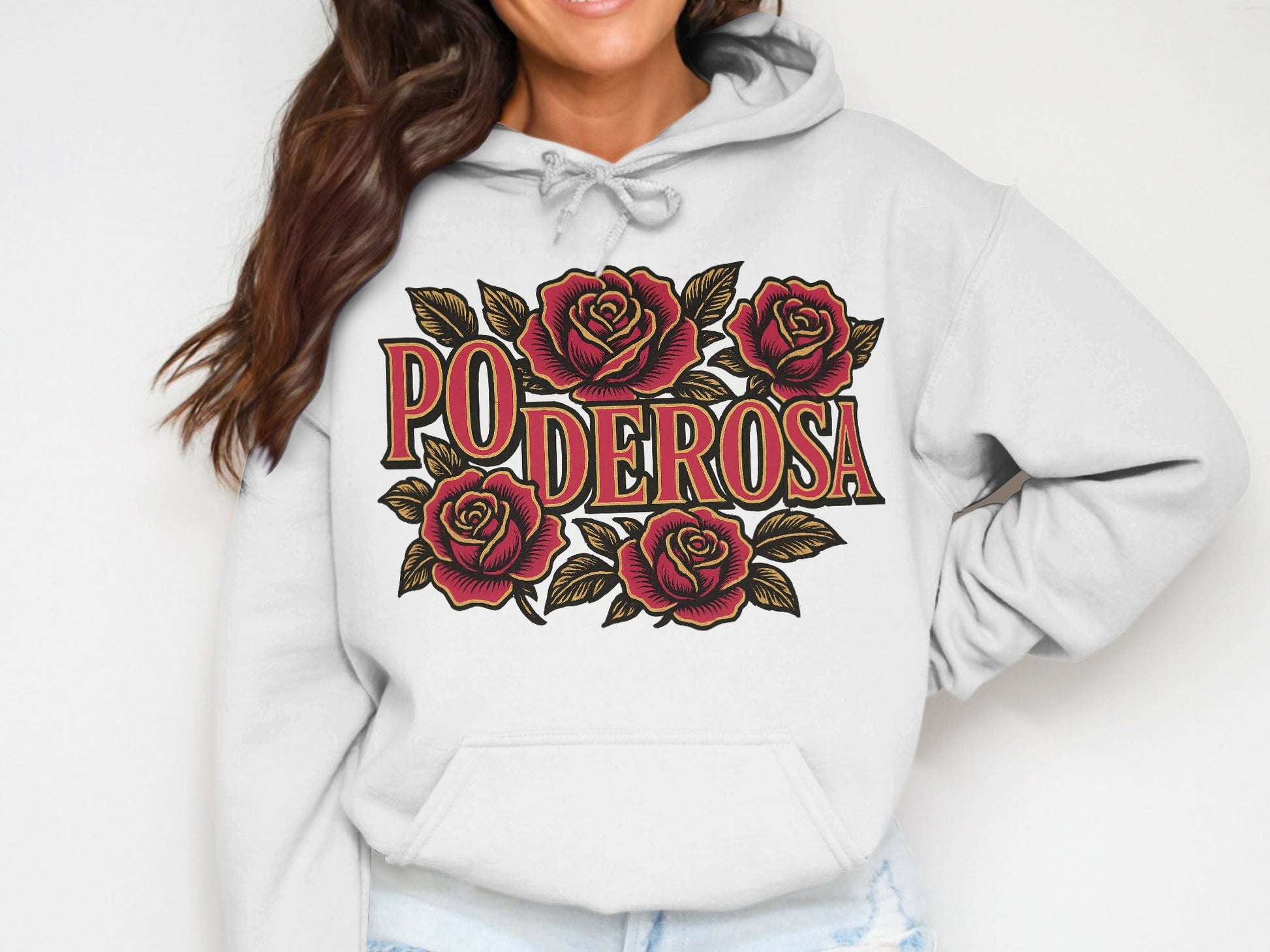 PODEROSA Roses Pattern Graphic Hoodie product type