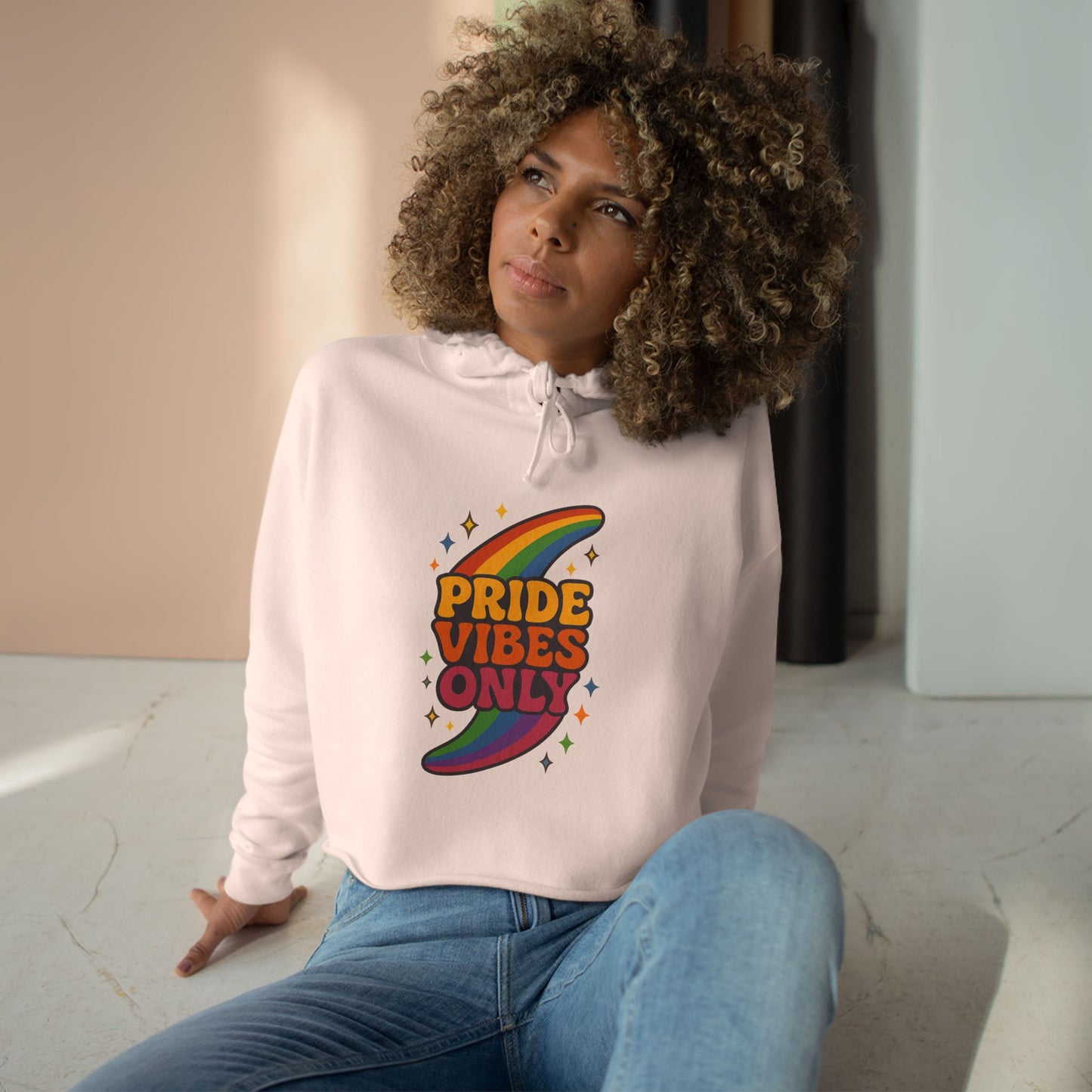 Pride Vibes Only Crop Hoodie, LGBTQ+ Apparel, Festival Wear, Casual Streetwear, Summer Fashion, Everyday Comfort