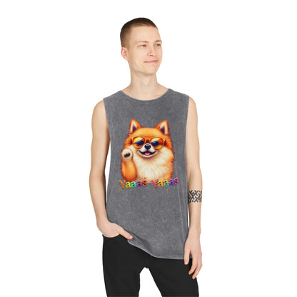 Yaaas Yaaas Unisex Stonewash Tank Top - Trendy Dog Lover Apparel