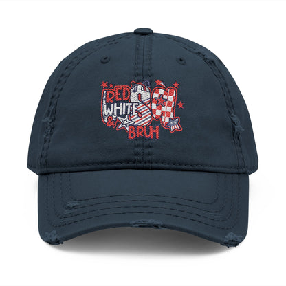4th of July Hat Distressed Cat Dad Hat with Embroidery | Casual Fashion, Gifts for Cat Lovers, Outdoor Style, Father's Day, Everyday Wear