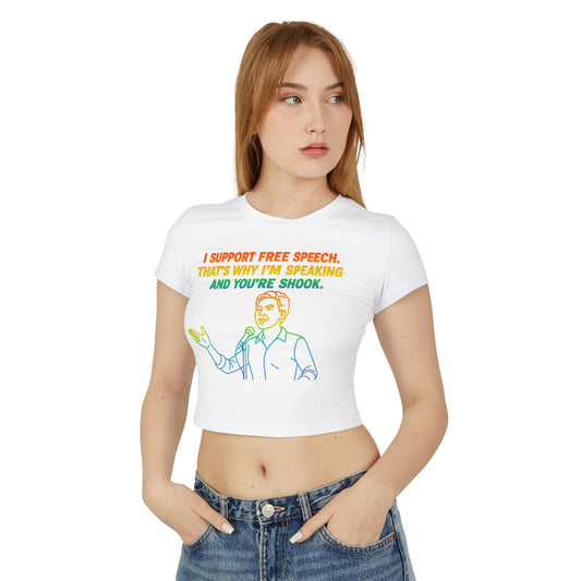 Pride Crop Top Women's Baby Tee - I Support Free Speech Graphic Top