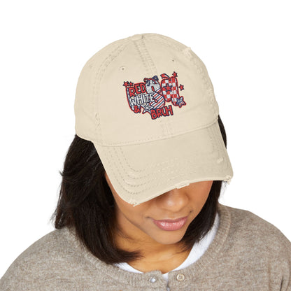 4th of July Hat Distressed Cat Dad Hat with Embroidery | Casual Fashion, Gifts for Cat Lovers, Outdoor Style, Father's Day, Everyday Wear