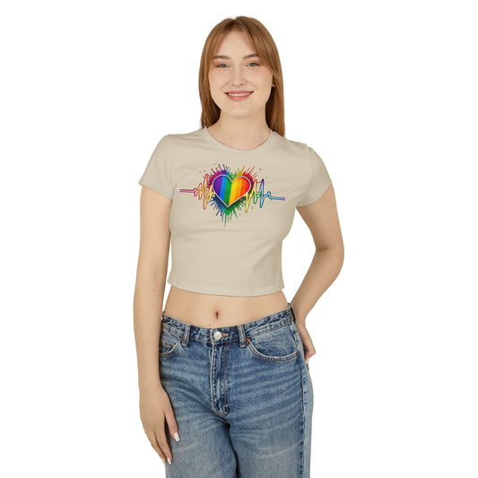 Pride baby tee Pride Heart Women's Baby Tee - Colorful Pulse Design for LGBTQ+ Celebration