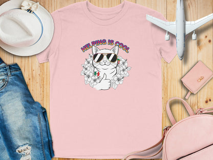 Helping Is Cool Cat With Sunglasses T-Shirt