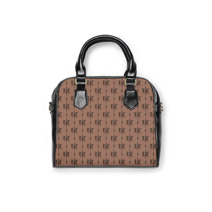 FDT Brown Purse Woke Anti Trump Liberal Purse |Monogram Grey Shoulder Handbag — Elegant Patterned Satchel Purse