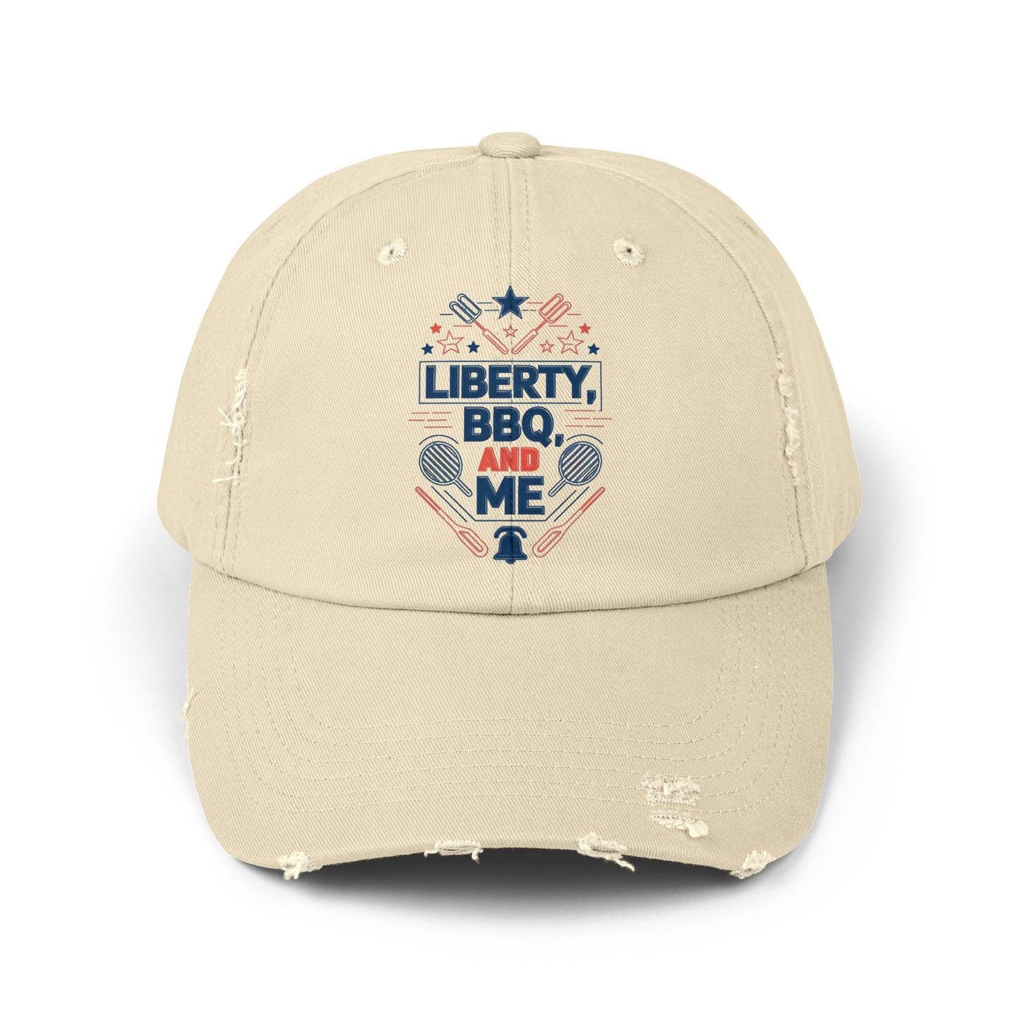 Liberty BBQ Unisex Distressed Cap - Perfect for Summer Grilling and Independence Day Celebrations