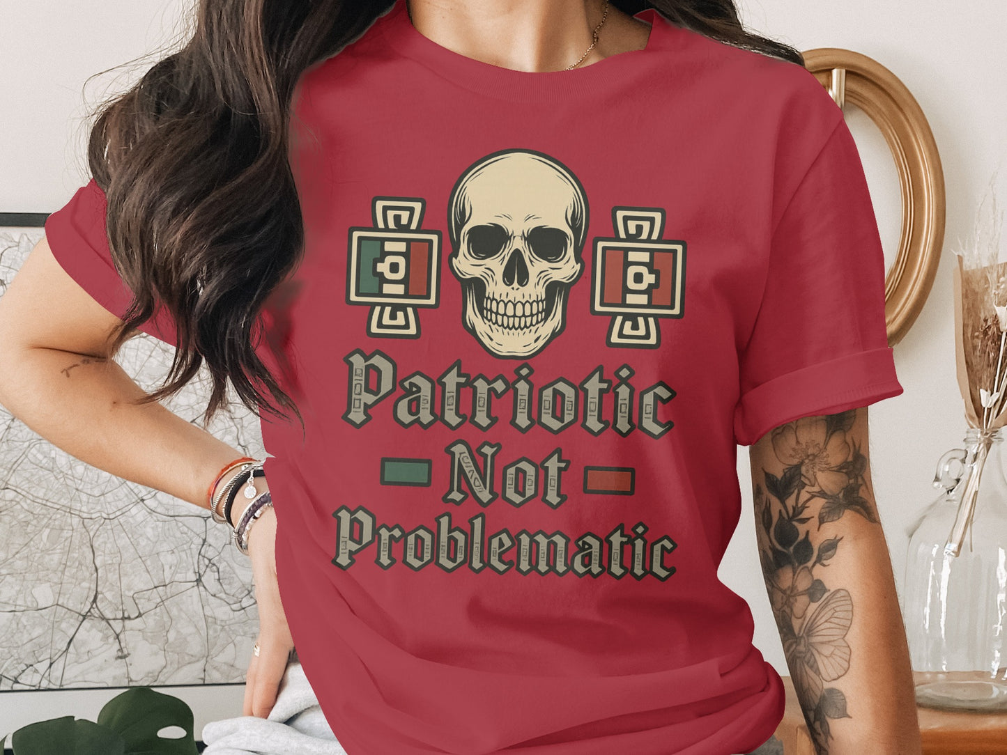 Patriotic Not Problematic Skull Design T-Shirt