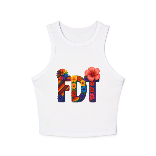 Floral Graphic Women's Racer Tank Top - Fun & Colorful Summer Wear