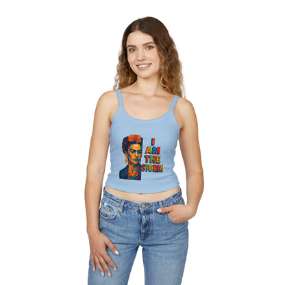 Empowering Frida Kahlo Tank Top | Women's Spaghetti Strap Tee, Inspirational Summer Top, Art Apparel, Gift for Her, Boho Style