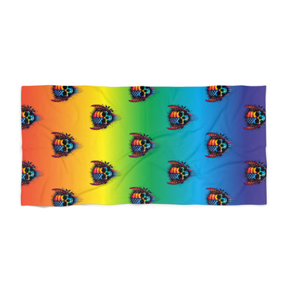 Vibrant Rainbow Beach Towel, Summer Essentials, Poolside Accessory, Vacation Must-Have, Colorful Towel for Beach Lovers, Fun Gift Idea