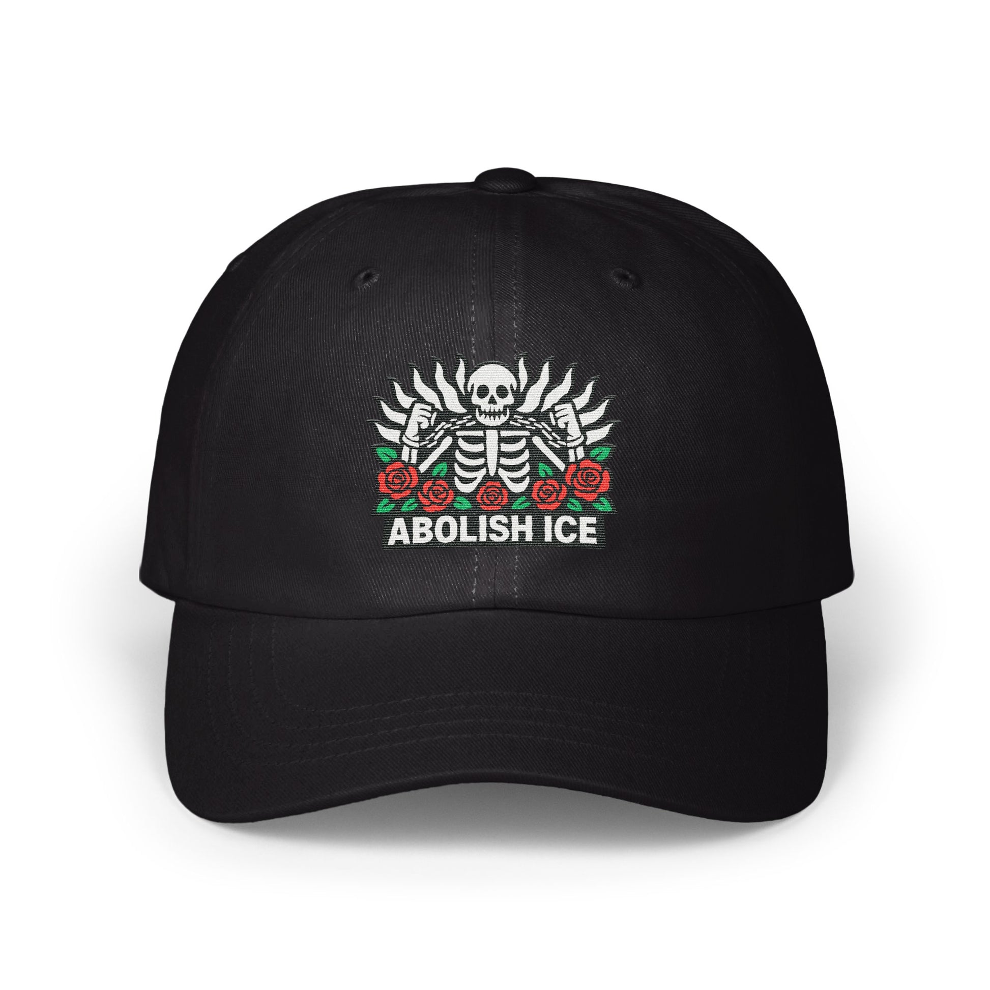 Abolish ICE Skull With Roses Design Black Hat product