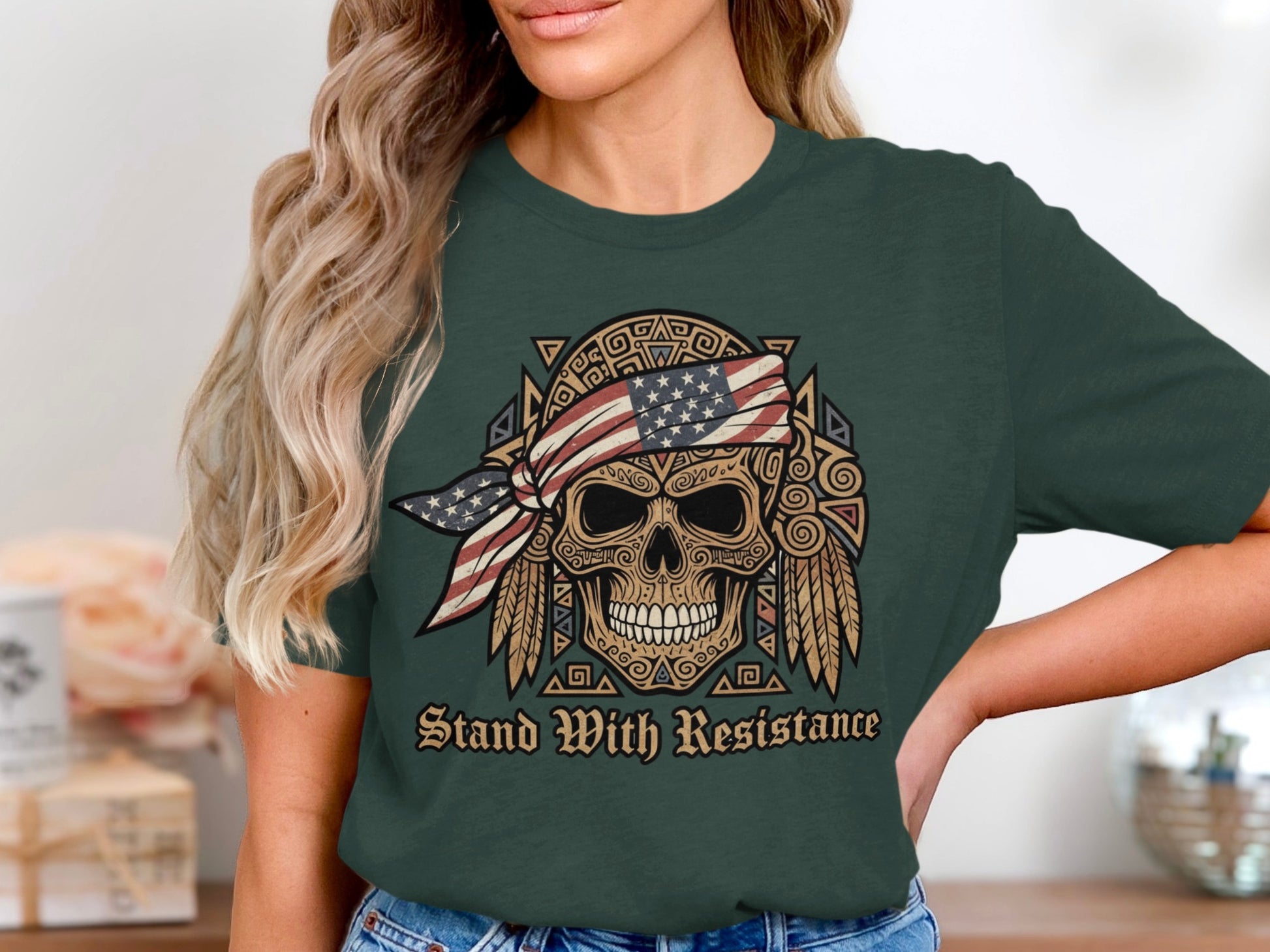 Stand With Resistance Graphic Skull T-Shirt