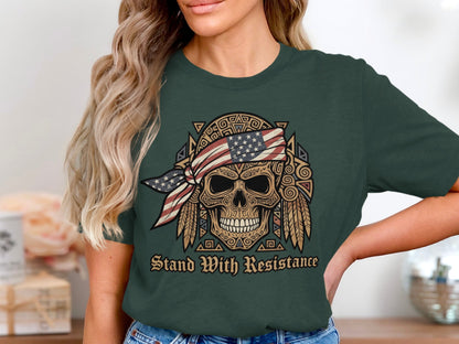 Stand With Resistance Graphic Skull T-Shirt
