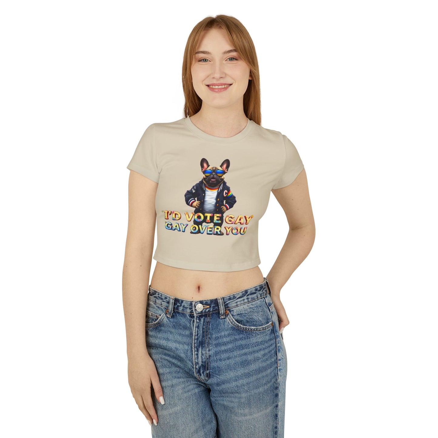 Funny LGBTQ+ Women's Baby Tee - 'I’d Vote Gay Over You'
