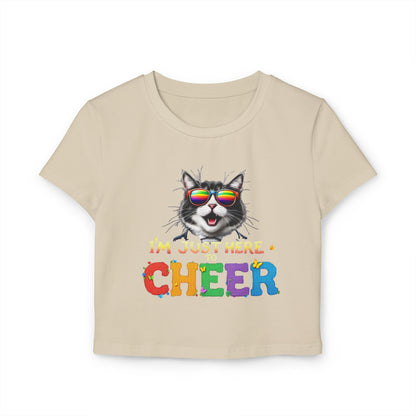 Cheerful Cat Women's Baby Tee - Fun Graphic Tee for Pet Lovers