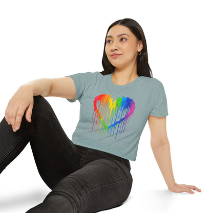 Pride corp top Rainbow Heart Women’s Festival Crop Top - Vibrant and Fun Summer Wear