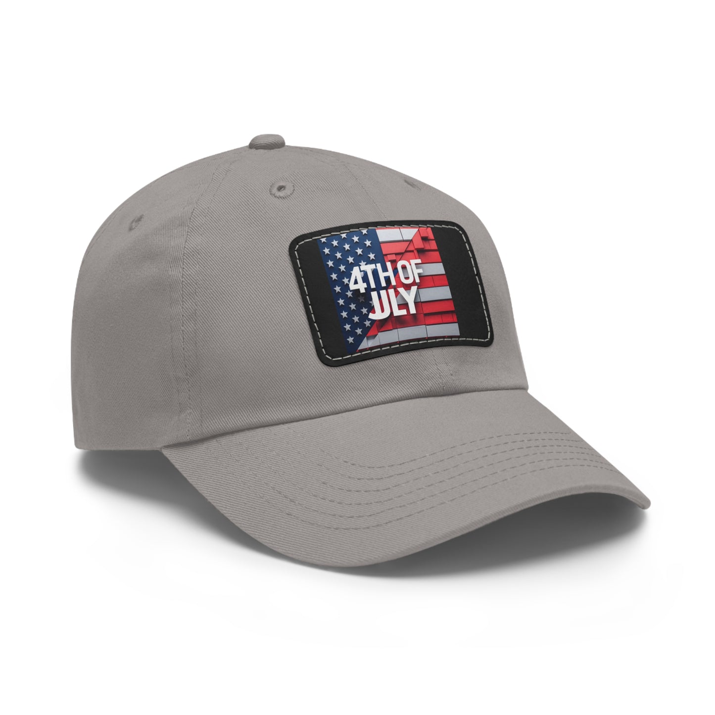 4th of July Dad Hat with Leather Patch - Patriotic Cap for Independence Day