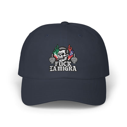 Fuck La Migra Anti Trump Embroidered Hat, FDT, Chinga Tu Maga Classic Dad Cap with Skull Design, Adjustable Hat for Casual Wear, Unique Gift for Dads, Birthday, or Holiday Use
