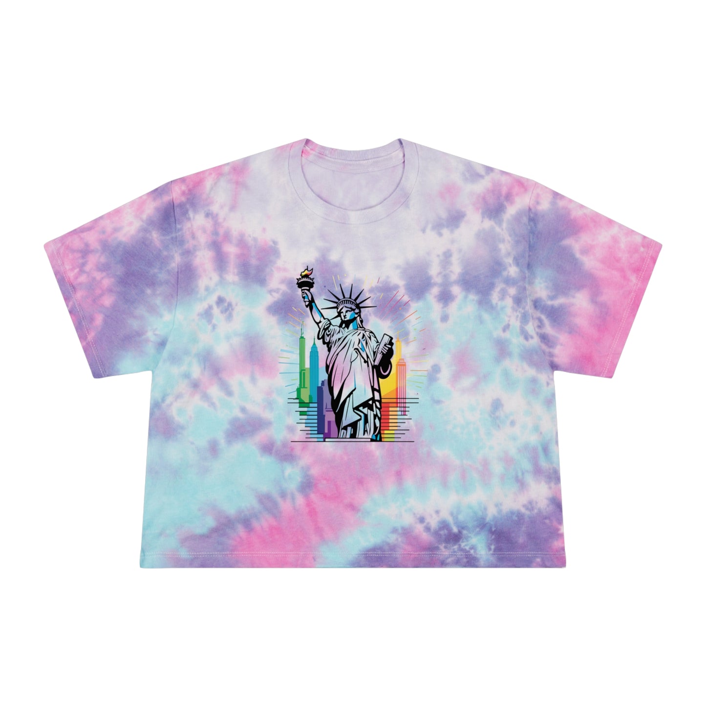 Pride corp tee Retro Women&#039;s Tie-Dye Crop Tee - Statue of Liberty Design