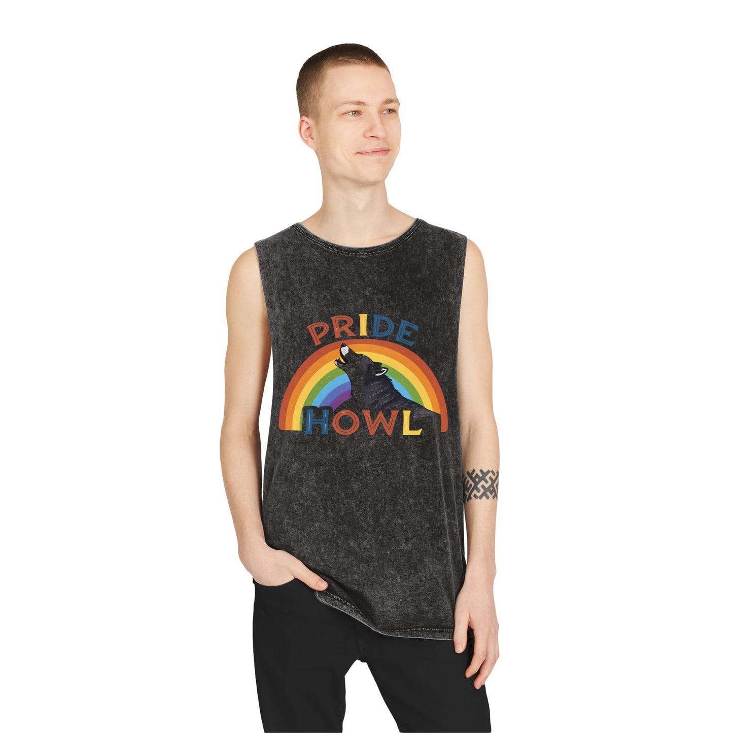 Pride Howl Stonewash Tank Top for Summer Celebrations