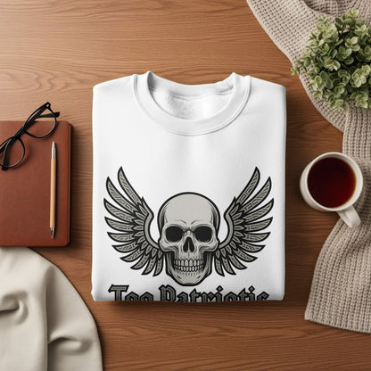 Too Patriotic Skull with Wings Graphic Sweater