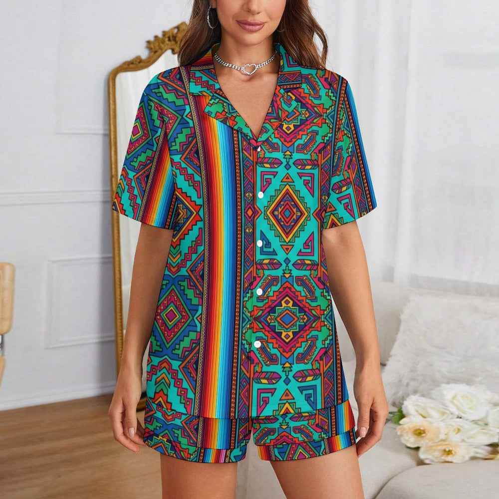 Aztec Latin Elements Embracing Cultuture Women's Short sleeved pajama set
