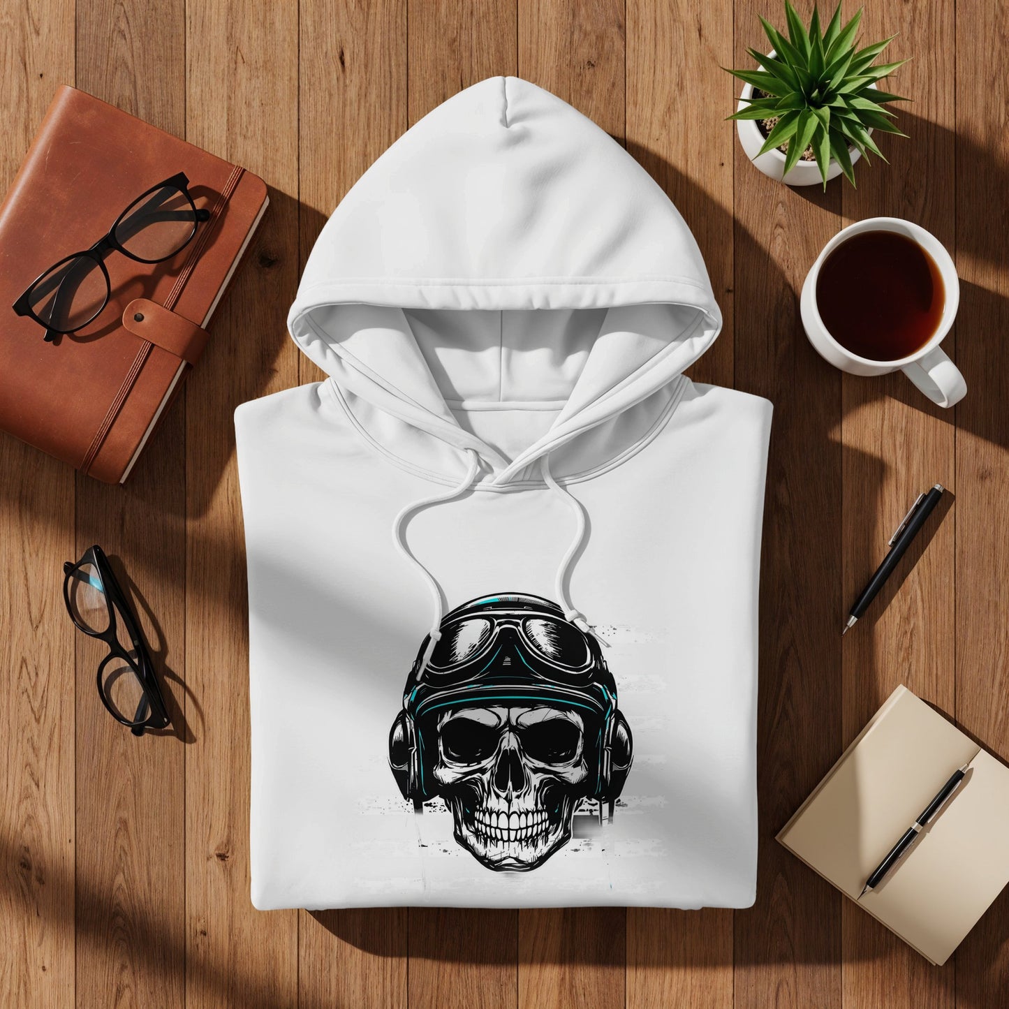 Stylish Skull with Headphones and Goggles Hoodie