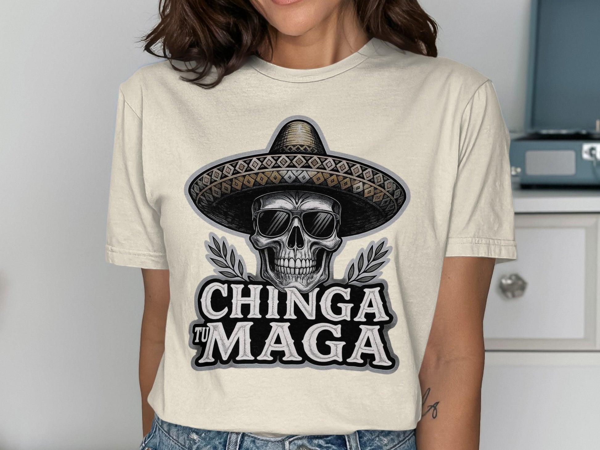 Chinga Tu Maga Skull Wear Hat Sunglasses T-Shirt product