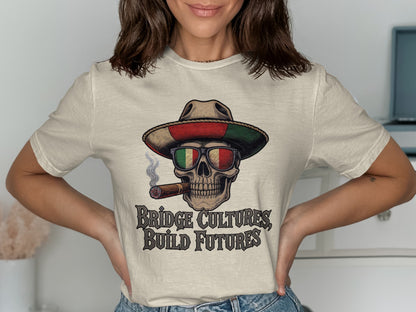 Bridge Cultures Build Futures Skull T-Shirt product type